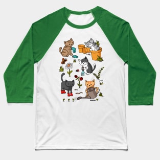 Gardening Cats Baseball T-Shirt
